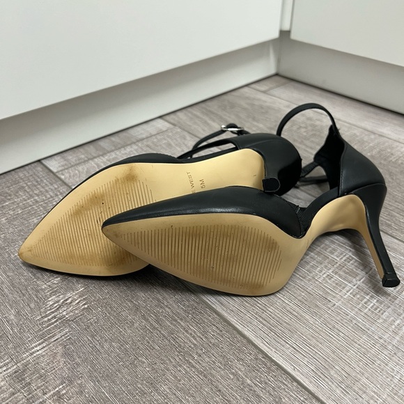 Nine West pointy toe classic pump, black leather upper, US Women Size 5 - Picture 7 of 10